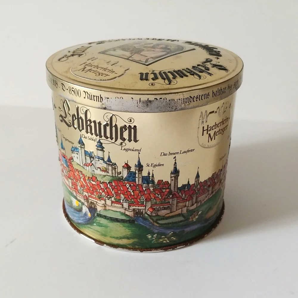 Vintage Cookie Tin German Lebkuchen Tin Graphics 1990